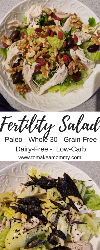 A healthy recipe for a salad that boosts fertility- packed with protein, fat, and TTC superfoods to help you get pregnant!A healthy recipe for a salad that boosts fertility- packed with protein, fat, and TTC superfoods to help you get pregnant!