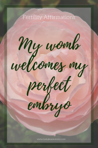 Fertility Affirmation for TTC (trying to conceive). My womb welcomes my perfect embryo!