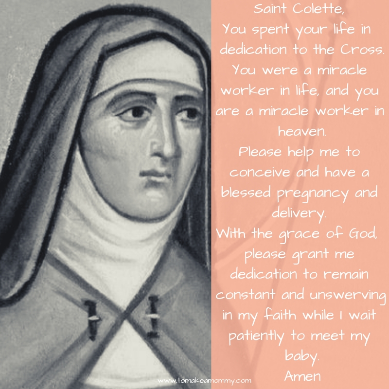 Prayer to St. Colette for a miracle baby during infertility. #ttc #fertility #patronsaint #catholicsaints