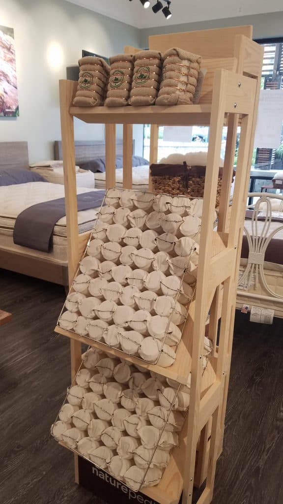 Organic mattress with organic cotton coils at Naturepedic Store in Bethesda