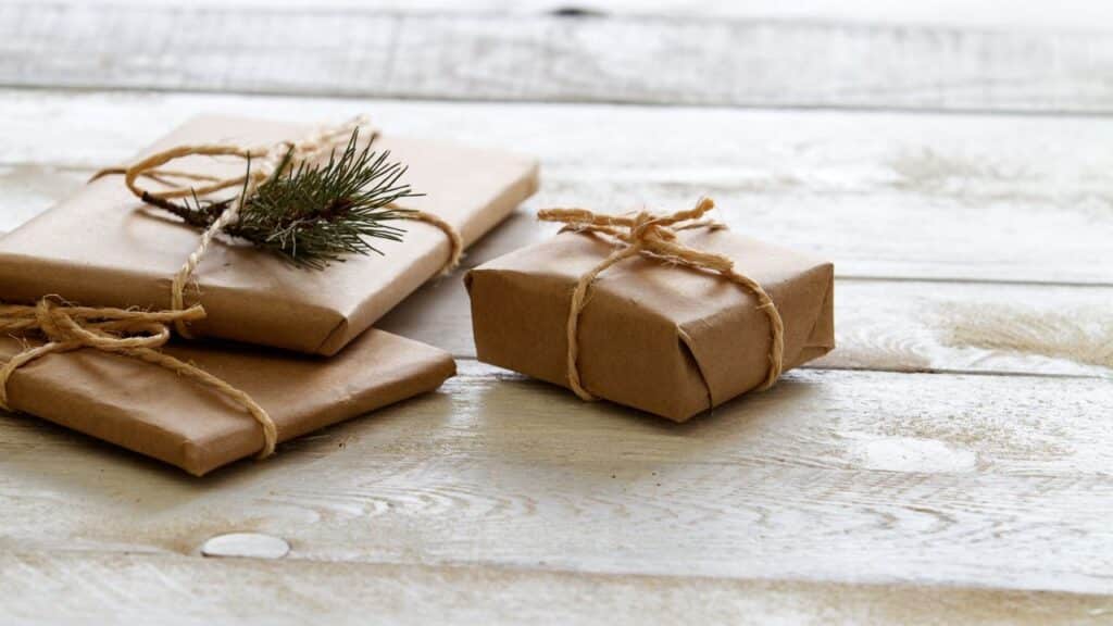 Eco-Friendly and Non-Toxic Holiday Gift Guide- Brown Paper Packages with String