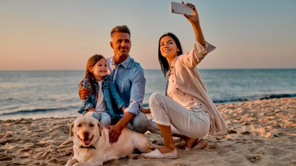 happy family at the beach